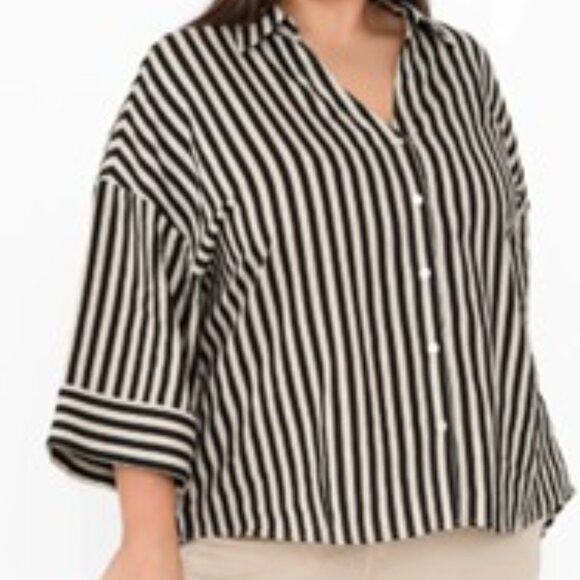 plus SZ  Button Down Roll-up 3/4 Sleeves Lapel Collar Shirt  sz 1X Velvet Heart - Picture 7 of 15